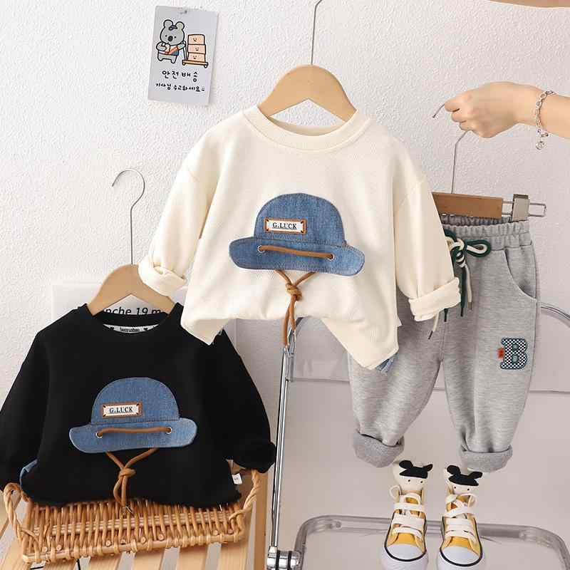 ベビー 男の子 スウェット トレーナー 上下セット 2点セット 長袖 綿素材 薄手 柔らかい 韓国風 おしゃれ 普段使い お出かけ着 春秋 ロゴプリント