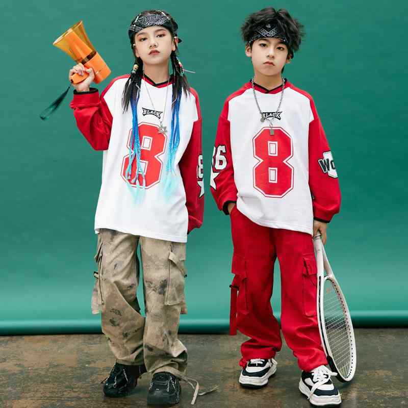 キッズ ダンス衣装 セットアップ ヒップホップ ストリートダンス ゆったり オーバーサイズ スウェット 綿 ステージ衣装 発表会 ジュニア 男女兼用 クール 秋冬