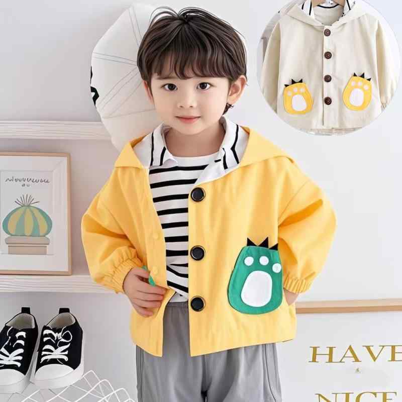 アウター ベビー 女の子 春秋 フード付き くま耳 かわいい おしゃれ コットン 綿 ジャケット イエロー ベージュ 普段使い カジュアル 0歳 1歳 幼児服 男女兼用