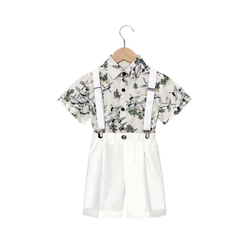 キッズ 男の子 サスペンダー 短パン スーツ セットアップ 英国風 春夏 幼稚園 発表会 ステージ衣装 結婚式 フォーマル 礼服 薄手 半袖 かわいい