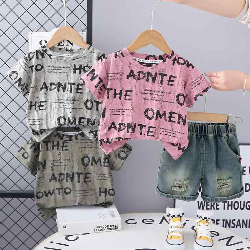 セットアップ 男の子 ベビー キッズ クルーネック アルファベット 英字ロゴ 半袖 ショートパンツ 綿 薄手 柔らかな肌触り 夏服 韓国ファッション かわいい スポーティー カジュアル 普段使い