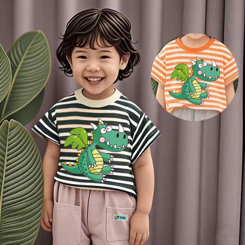 ベビー服 男の子 1歳 2歳 3歳 幼児 半袖 Tシャツ ショートパンツ 2点セット セットアップ 夏 薄手 涼しい おしゃれ かっこいい カジュアル 恐竜柄 ボーダー 綿 コットン 韓国風 普段使い 吸湿速乾