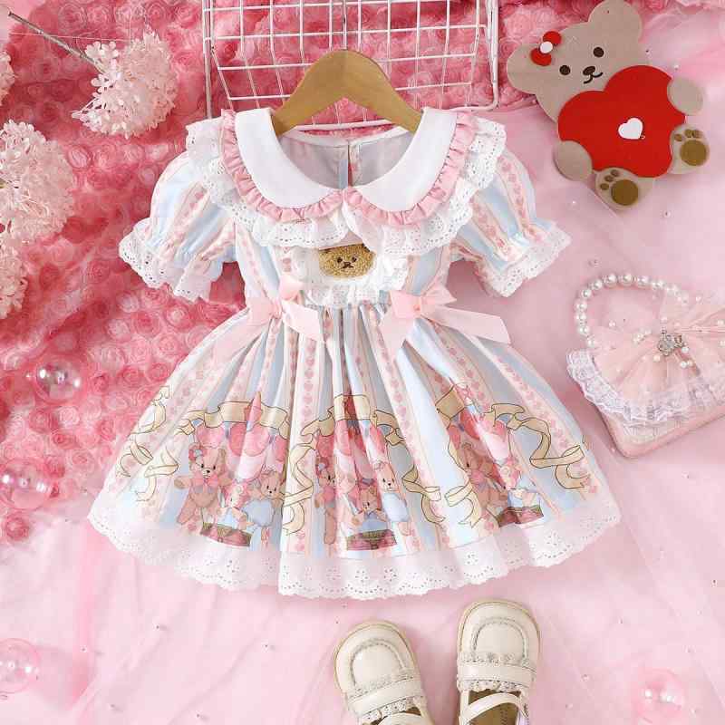 ベビー 女の子 ワンピース かわいい プリンセスドレス Aライン フレア プリーツ ポリエステル ソフト加工 春夏 お出かけ フォーマル 上品 ピンク 高級感