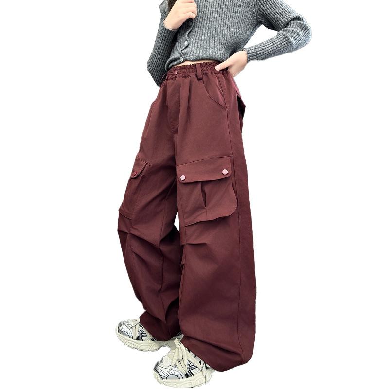 パンツ 女の子 ガールズ キッズ ジュニア ワークパンツ カーゴパンツ 秋冬 裏起毛 厚手 暖かい 防寒 ハ..