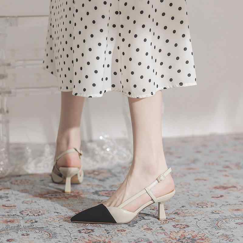 サンダル レディース ポインテッドトゥ バックストラップ フランス風 レトロ クラシック エレガント 上..