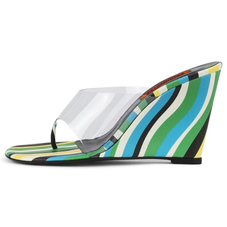 サンダル レディース 女性用 透明 PVC ビニール ラウンドトゥ トング ウェッジソール 厚底 ハイヒール ..