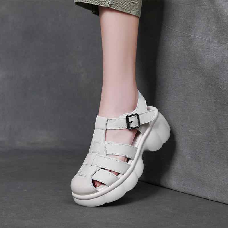 サンダル レディース 厚底 ローマサンダル プラットフォーム 編み込み ケージデザイン カットアウト 太..