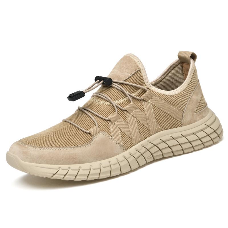 楽天way-ugoスニーカー メンズ 男性用 ファッション トレンド 織りテープ切り替え レザー メッシュ 軽量 快適 通気性 ソフトソール 滑り止め カジュアル ウォーキング 普段使い サンドベージュ グレー