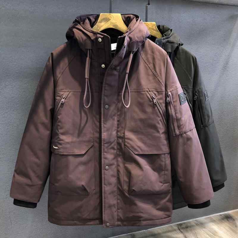 ダウンジャケット メンズ 男性用 防寒 保温 極寒 ヘビーウェイト 90%ダックダウン ロング丈 フード付き 厚手 ワークテイスト ルーズシ..