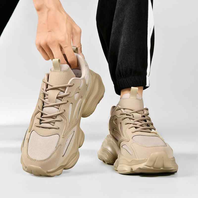 スニーカー メンズ 男性 厚底 身長アップ 滑り止め 耐久性 カジュアル スポーツ ダッドスタイル ウォーキング 旅行 黒 ブラック