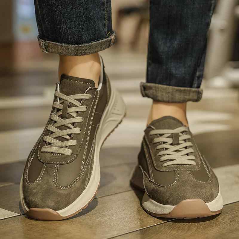 スニーカー メンズ 男性用 レトロ クラシック ジャーマントレーナー スエード 切り替え 厚底 レースアップ ローカット 万能 普段使い スポーツ カジュアル タウンユース