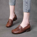 パンプス レディース 本革 牛革 ソフトレザー ソフトソール ローヒール チャンキーヒール スリッポン 柔らかい ラウンドトゥ 無地 上品 ミセス ママシューズ...