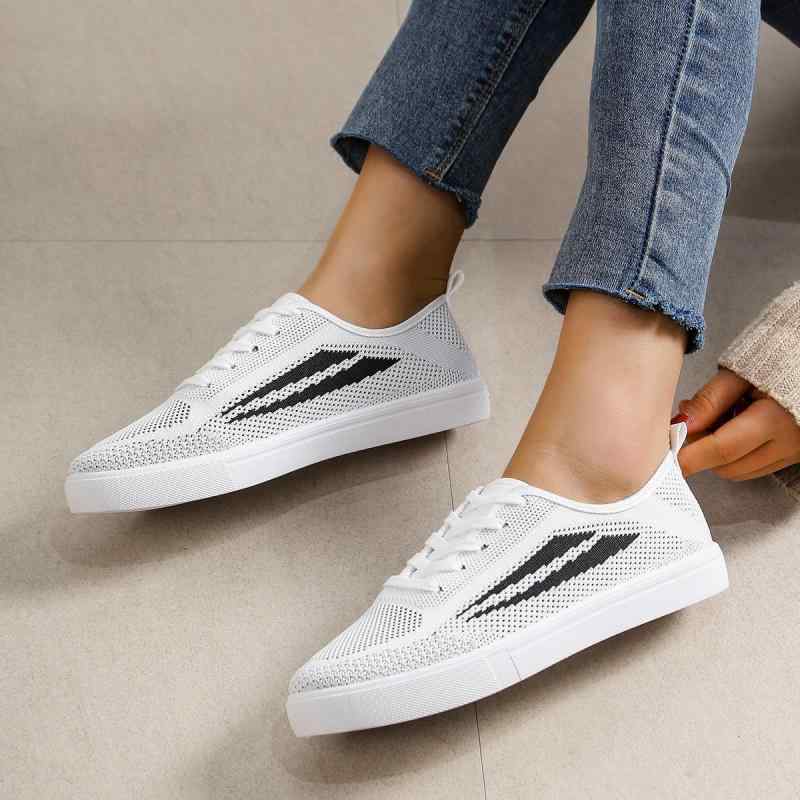 楽天way-ugoスニーカー レディース ニットスニーカー メッシュ ランニング カジュアル スポーツ 大きいサイズ 軽量 通気性 ホワイト 春夏 ジョギング ウォーキング 普段使い