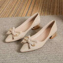パンプス レディース フレンチデザイン チャンキーヒール 太ヒール ポインテッドトゥ 低ヒール マイクロファイバー スクエアバックル 浅口 スリッポン 普段使い...