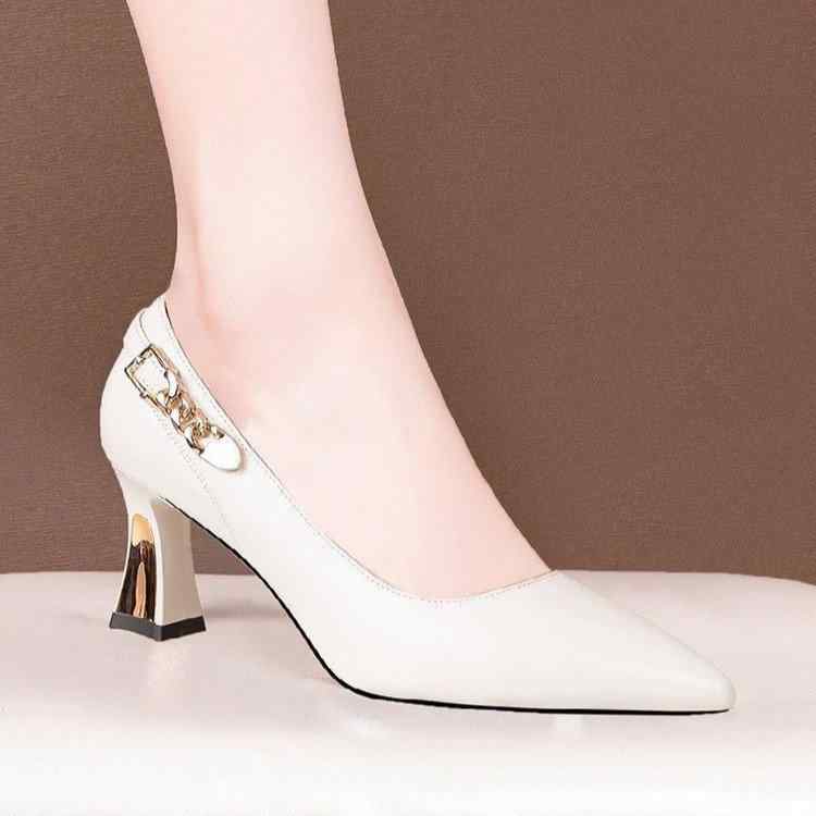 パンプス レディース 浅口 ポインテッドトゥ 太ヒール チャンキーヒール ソフトレザー調 柔らかい 黒 ブラック ハイヒール オフィス ビジネス 通勤 フォーマル 普段使い 万能 春