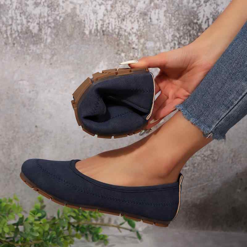 スリッポン レディース 厚底 フラットシューズ 浅口 メッシュ パンプス 春夏秋 カジュアル 楽ちん 通気性 ラウンドトゥ ステッチデザイン ラバーソール デイ...