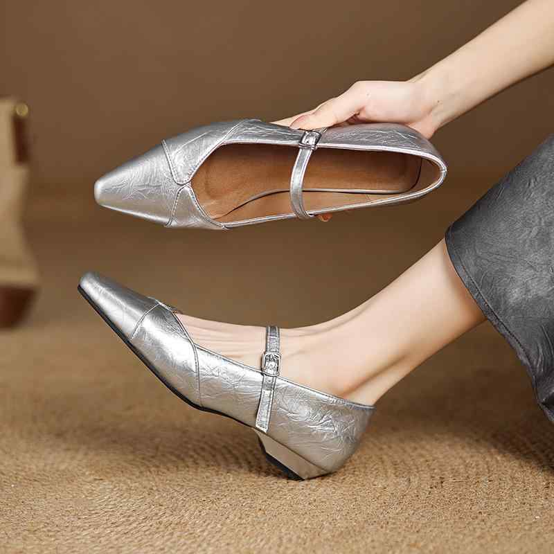 パンプス レディース ポインテッドトゥ ローヒール ブローグシューズ 切り替え スエード レザー バックル 春秋 通勤 オフィス 普段使い ブラウン ブラック ...