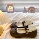 メリージェーンシューズ レディース ラウンドトゥ リボン フラット ぺたんこ ストラップ レトロ クラシカル フレンチ 上品 フェイクレザー 合成皮革 ブラック...