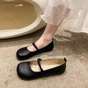 パンプス レディース メリージェーン レトロ 浅履き ラウンドトゥ ソフトソール 楽ちん スリッポン 合皮 フラットシューズ 普段使い 通気性 春夏 アイボリー...