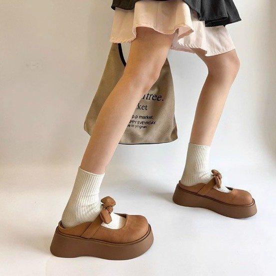 ミュール レディース リボン つま先あり 厚底 スエード調 レトロ ヴィンテージ トレンド おしゃれ 個性的 カジュアル 外履き 普段使い 夏 オフホワイト ベージュ