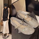 パンプス レディース おしゃれ メリージェーン ウェッジソール ミドルヒール メッシュ ストラップ バックル ラインストーン ラウンドトゥ 通気性 カジュアル ...