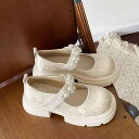 メリージェーン パンプス レディース 厚底 太ヒール チャンキーヒール パール付き レトロ ヴィンテージ カジュアル ラウンドトゥ ローヒール PUレザー スタ...