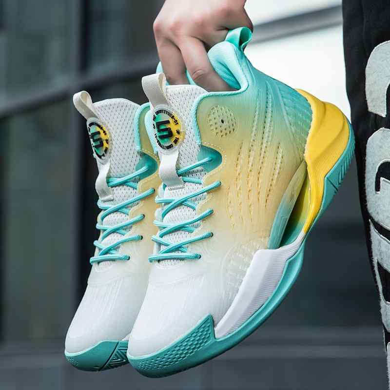 バスケットボールシューズ 男女兼用 子供 ジュニア 滑り止め 軽量 通気性 メッシュ ハイカット 夜光 サ..