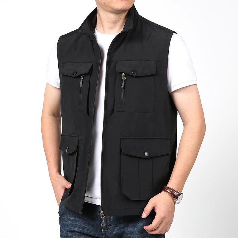 ベスト メンズ 男性用 ワーク ミリタリー カジュアル ストリート アウトドア レジャー キャンプ 釣り 普段使い 多ポケット 速乾 軽量 機能性 ポリエステル ブラック グレー カーキ グリーン