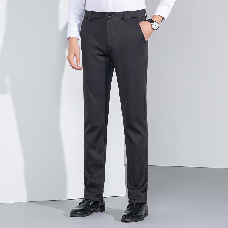 カジュアルパンツ メンズ 秋冬 ビジネス スラックス 大人 無地 シンプル ミドルウエスト ストレート 高伸縮 ストレッチ 防シワ イージーケア ノンアイロン ポリエステル 厚手 通気性 吸湿速乾 グレー ブラック ネイビー
