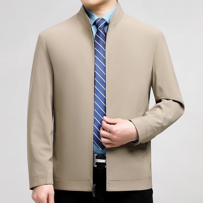 ジャケット メンズ 男性用 桑蚕シルク スタンドカラー 高級感 カジュアル ビジネス ビジネスカジュアル ゆったり ジップアップ 防風 シワ防止 通気性 秋冬 アウター