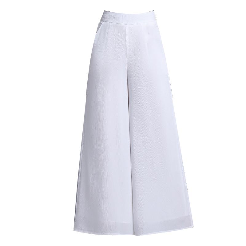 スカートパンツ レディース ワイドパンツ フレアパンツ 9分丈 ハイウエスト ウエストゴム ドレープ感 体型カバー 細見え 通勤 オフィス カジュアル 普段使い 薄手 接触冷感 春夏 ホワイト