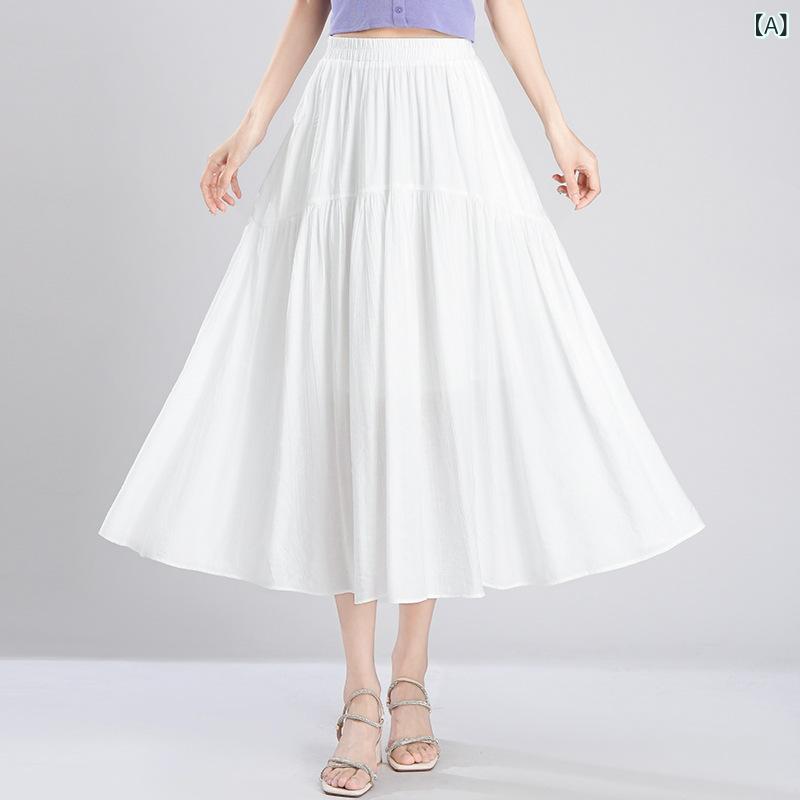 スカート レディース Aライン プリーツ 切り替え ボリュームフレア ミモレ丈 ウエストゴム ドレープ感 ..