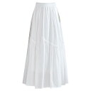 スカート ティアード フレア ロング丈 Aライン 切り替え ギャザー ウエストゴム ドレープ感 落ち感 体型カバー スタイルアップ カジュアル デイリー 普段使い 通勤 きれいめ ポリエステル 春夏 ホワイト ブラック