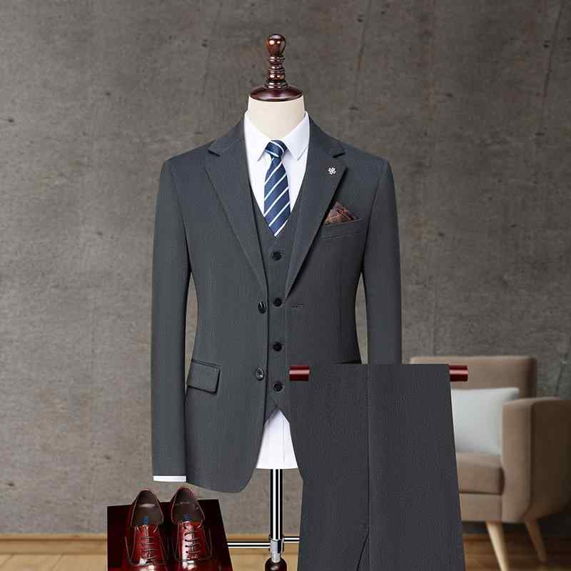スーツ メンズ 防シワ加工 ノーアイロン スリムフィット 無地 スリーピース セットアップ ジャケット スラックス ベスト ビジネス カジュアル 結婚式 披露宴 パーティー 二次会 通勤 礼服 春秋