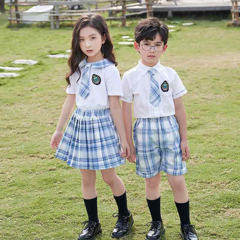 スクール制服 キッズ 子供服 男女兼用 かわいい JKスタイル 英国風 幼稚園 小学生 アカデミー 卒業式 入学式 発表会 衣装 半袖 パンツ 2点セット 綿 ...