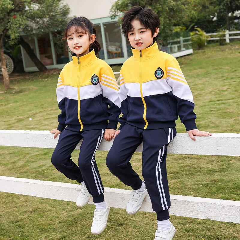 校服 キッズ 男女兼用 イギリス風 スリーピースセット 運動服 小学生 幼稚園生 通学 体操服 団体服 綿 コットン 長袖パンツ 春秋 カジュアル かわいい(x...