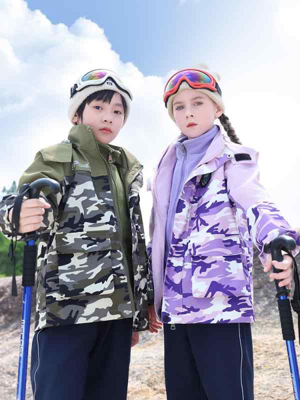 学童服 小中学生 幼稚園児 男の子 女の子 男女兼用 制服 秋冬 裏起毛 防寒 取り外し可能 フード付き ウィンドブレーカー アウター 迷彩柄 3点セット セッ...