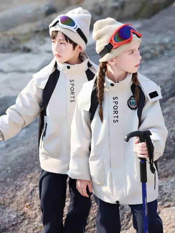 スクールウェア キッズ 子供 男女兼用 小学生 中学生 幼稚園児 三点セット 秋冬 裏起毛 フード付き 取り外し可能ライナー 防寒 防風 ジャケット 長ズボン ...