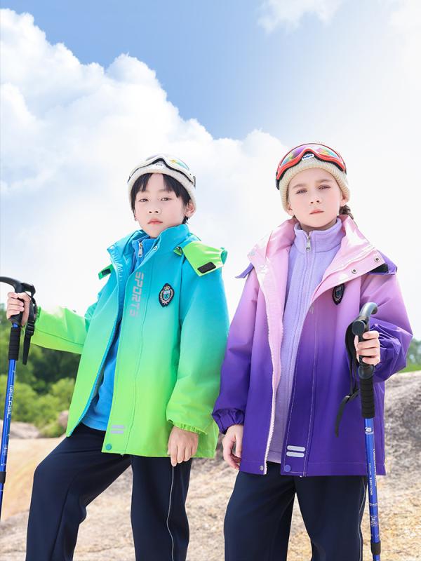 スクールウェア キッズ 小中学生 幼稚園 男の子 女の子 制服 園児服 秋冬 裏起毛 マウンテンパーカー ジャケット アウター 3点セット 取り外し可能 デタッ...