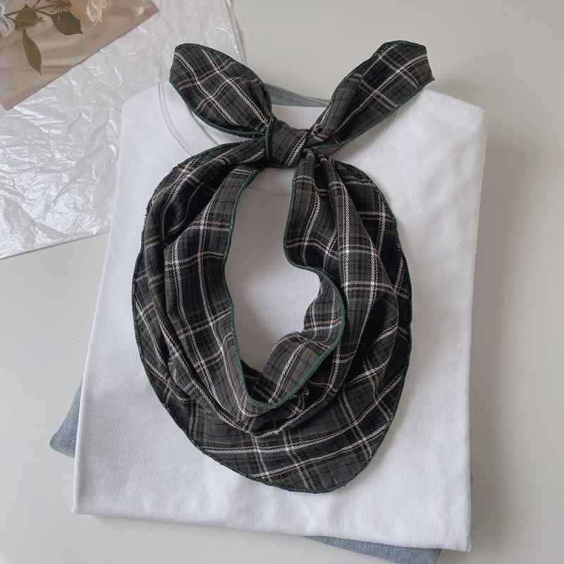 スカーフ レディース 綿100% コットン 起毛 チェック柄 レトロ アンティーク調 三角巾 バンダナ ネックスカーフ ヘッドスカーフ 冷房対策 首元カバー 保温 普段使い オフィス カジュアル 春夏 かわいい ナチュラル ブラウン カーキグリーン