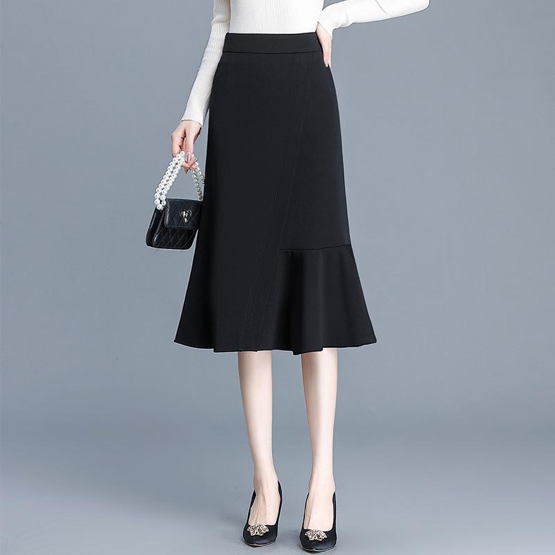 スカート レディース マーメイドスカート 通勤 シンプル おしゃれ ミディ丈 ハイウエスト スリム 細見え 上品 エレガント 秋冬