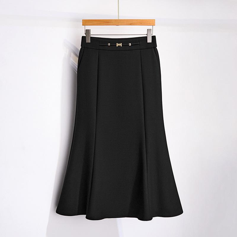 スカート レディース ミディ丈 マーメイドスカート ハイウエスト タイトシルエット 細見え 上品 エレガント 切り替え 無地 通勤 オフィス 秋冬 ポリエステル 伸縮性 ボトムス