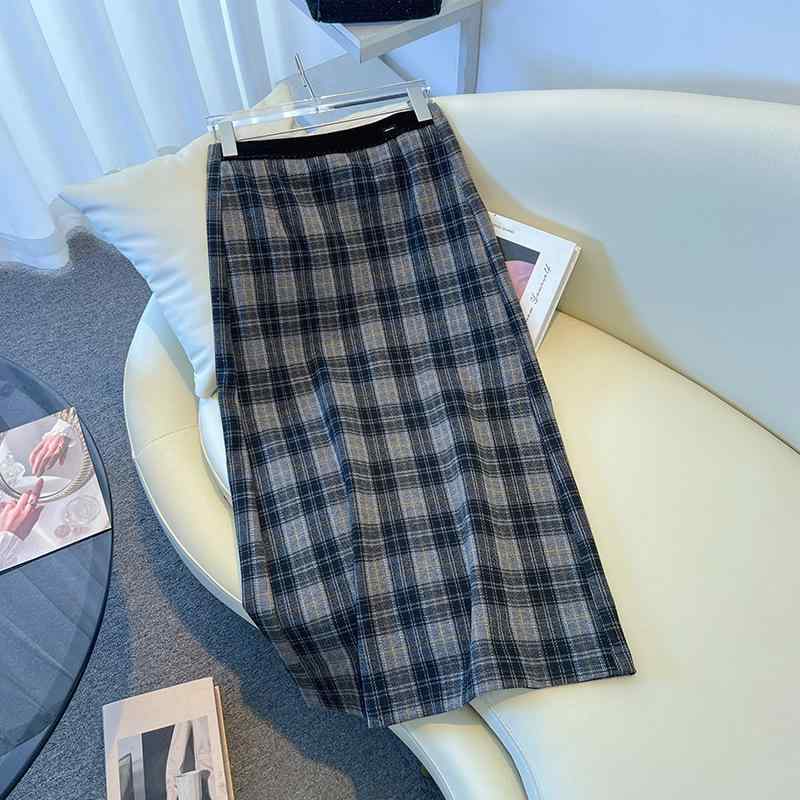 スカート レディース 秋冬 チェック柄 ウールライク Aライン ハイウエスト ミモレ丈 ゆったり 着痩せ効果 通勤 オフィス きれいめ エレガント ボトムス