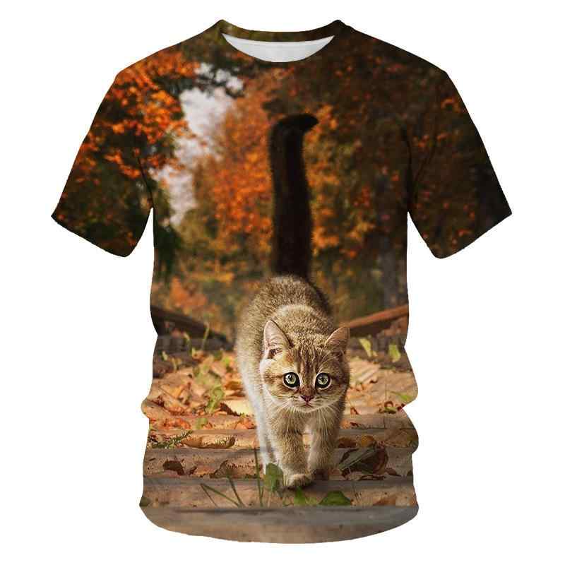 Tシャツ メンズ かわいい 猫柄 3Dプリント 半袖 再生繊維 ルーズフィット ゆったり 丸首 クルーネック プルオーバー 夏 トップス 普段使い カジュアル 欧米スタイル