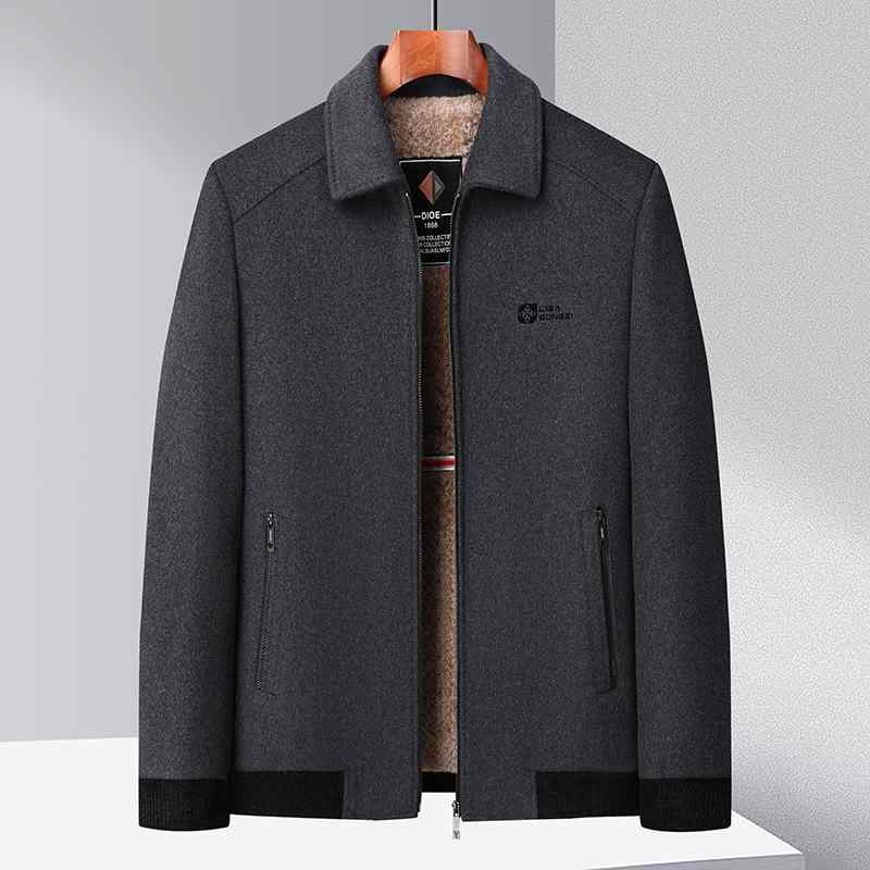 ジャケット メンズ 中高年 男性用 ウール メルトン 裏起毛 厚手 防寒 暖かい ビジネス 通勤 仕事 普段使い 襟付き テーラードカラー アウター ダークグレー チャコールグレー 秋冬
