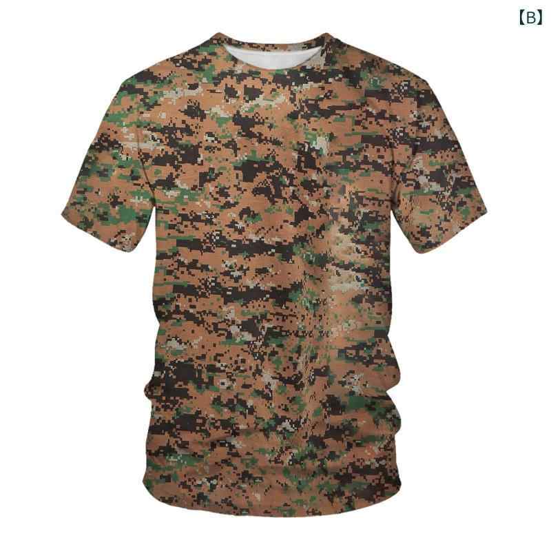 Tシャツ メンズ 半袖 トップス 春夏 3D デジタルプリント 迷彩柄 クルーネック ゆったり ルーズフィット 再生繊維 カジュアル 普段使い 部屋着 薄手