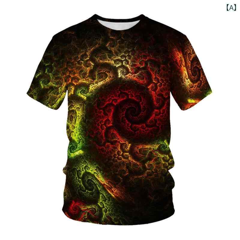 Tシャツ メンズ 春夏 ストライプ ボーダー柄 チェック 格子柄 クルーネック 丸首 半袖 ショートスリーブ デジタルプリント ゆったり ビッグシルエット ルーズフィット カジュアル 普段着 デイリーユース 再生繊維 トップス カットソー