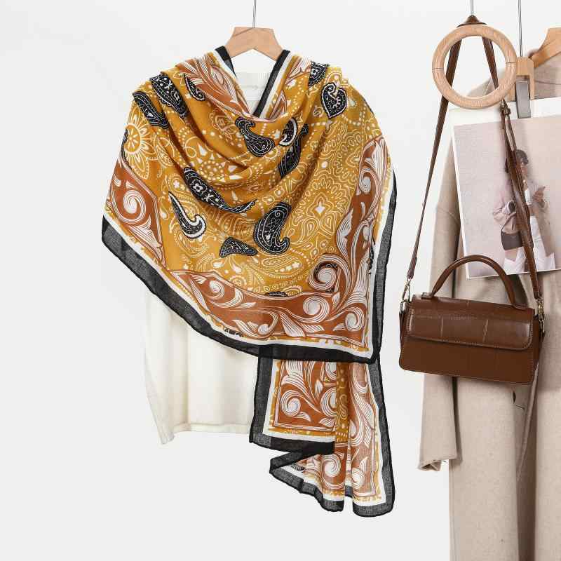ストール レディース 大判 レーヨン プリント ペイズリー柄 ショール ビーチラップ 日よけ 紫外線対策 冷房対策 防寒 春夏 イエロー系 ブラック カーキ 多用途 シンプル 高級感