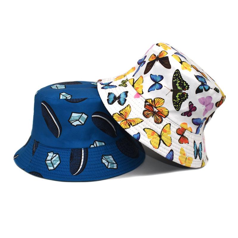 バケットハット レディース メンズ 蝶柄 リバーシブル つば広 UVカット 日よけ 紫外線対策 通気性 韓国..