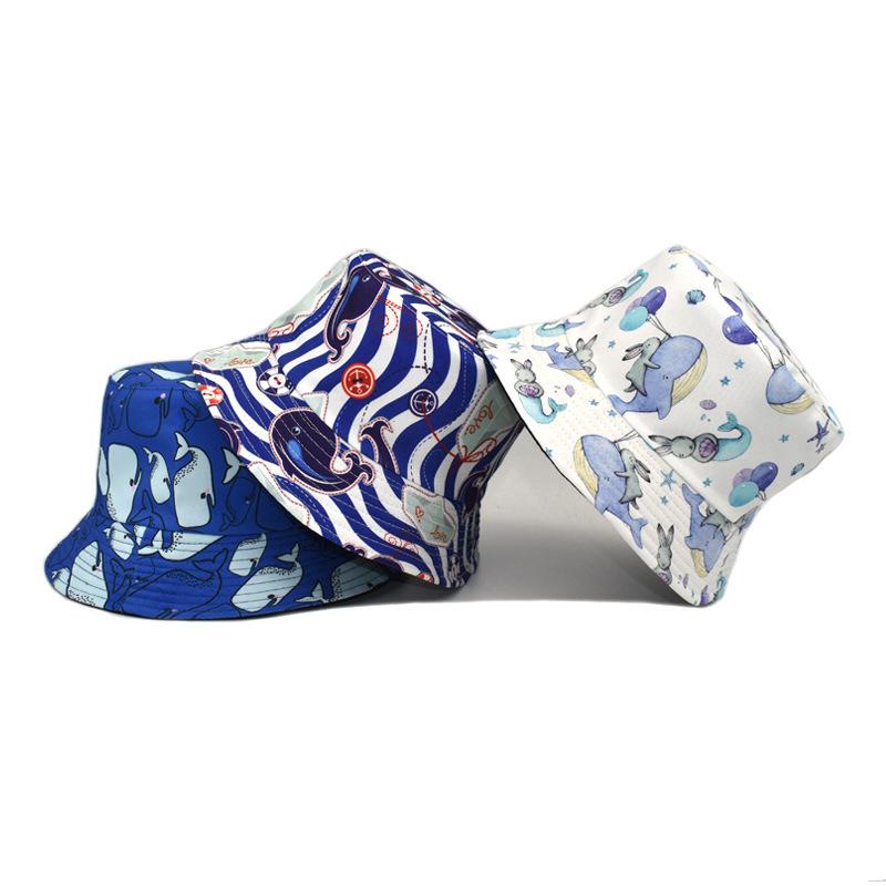 2個セット・カテゴリ: バケットハット・主な素材: 綿、ポリエステル・柄: クジラ・適用シーン: 旅行・トップスタイル: フラットトップ・つばのスタイル: 広いつば・サイズ: M（56-58cm）・機能: UVカット、通気性、保温、日よけ・つばの形状: 平ら